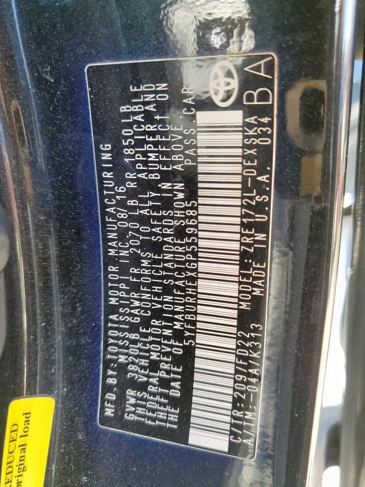 2016 TOYOTA COROLLA