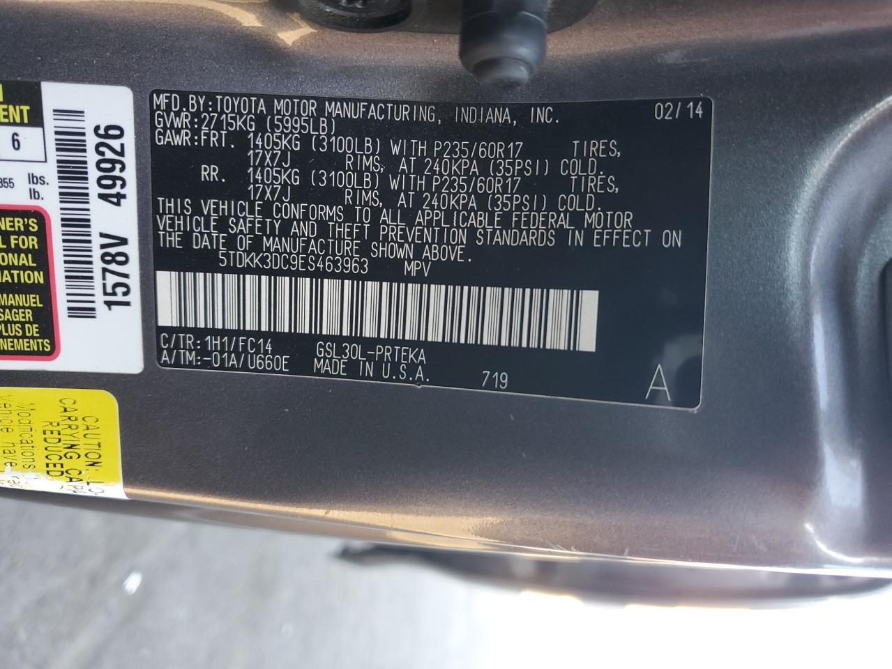 2014 TOYOTA SIENNA