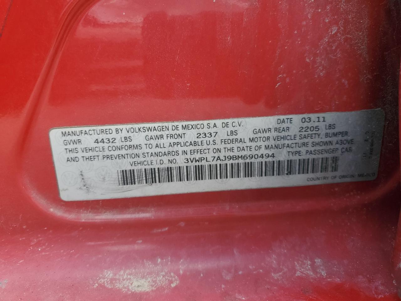 2011 VOLKSWAGEN JETTA