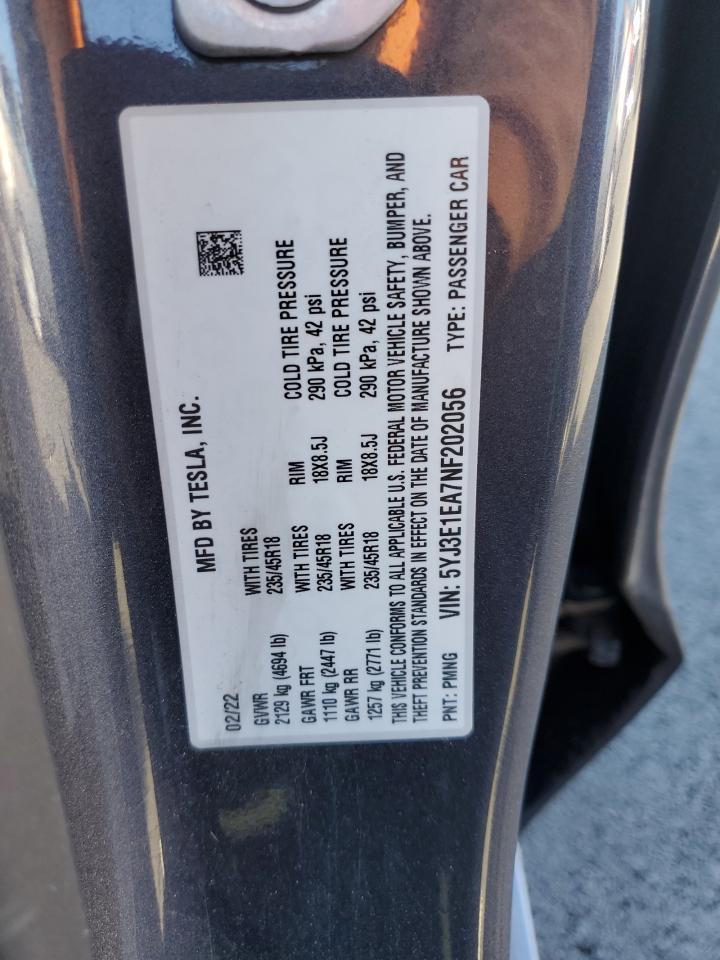 2022 TESLA MODEL 3