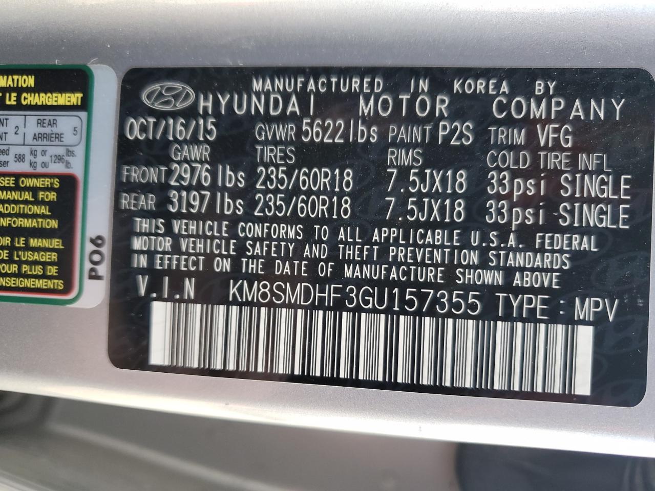 2016 HYUNDAI SANTA FE