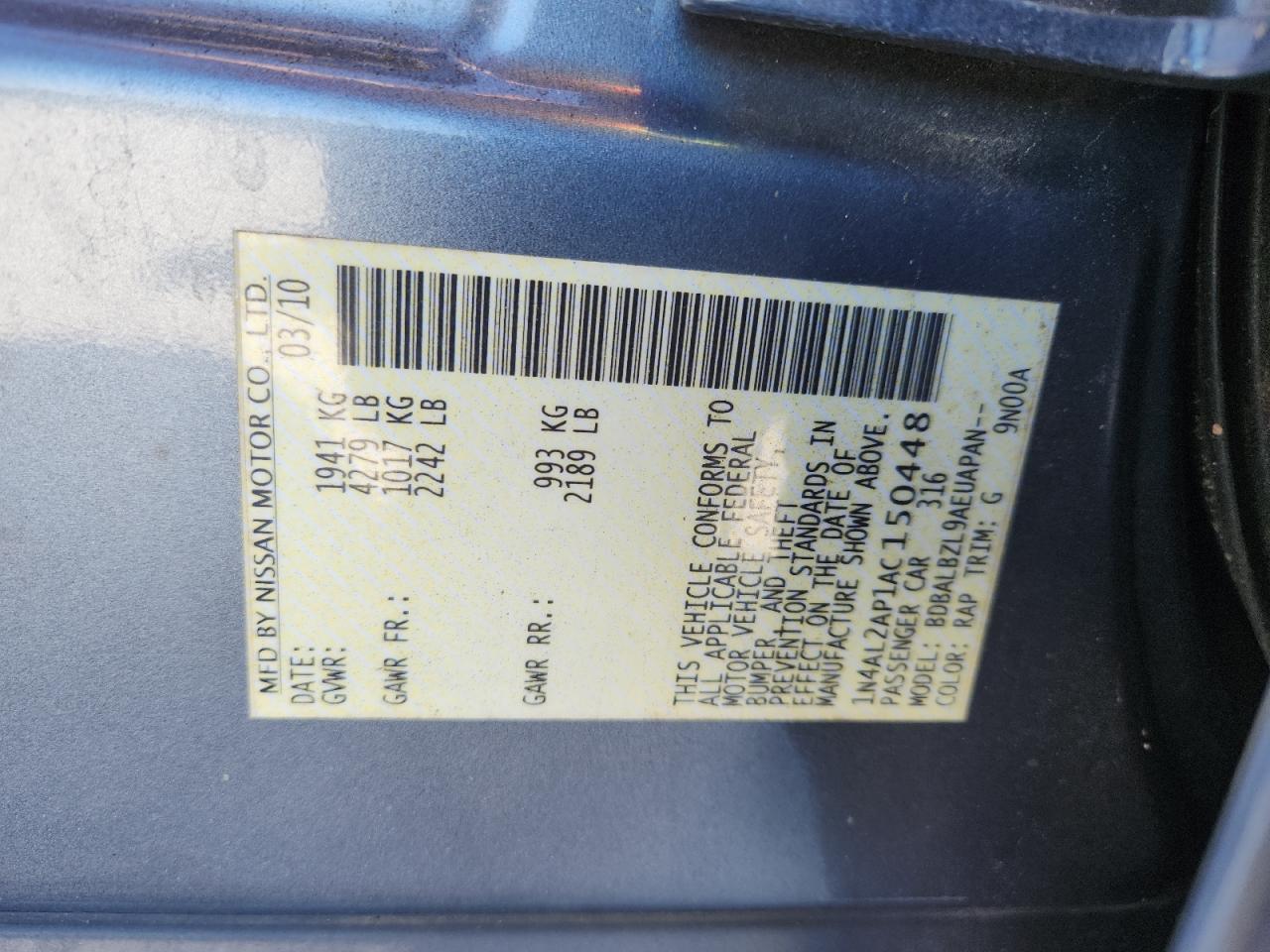 2010 NISSAN ALTIMA