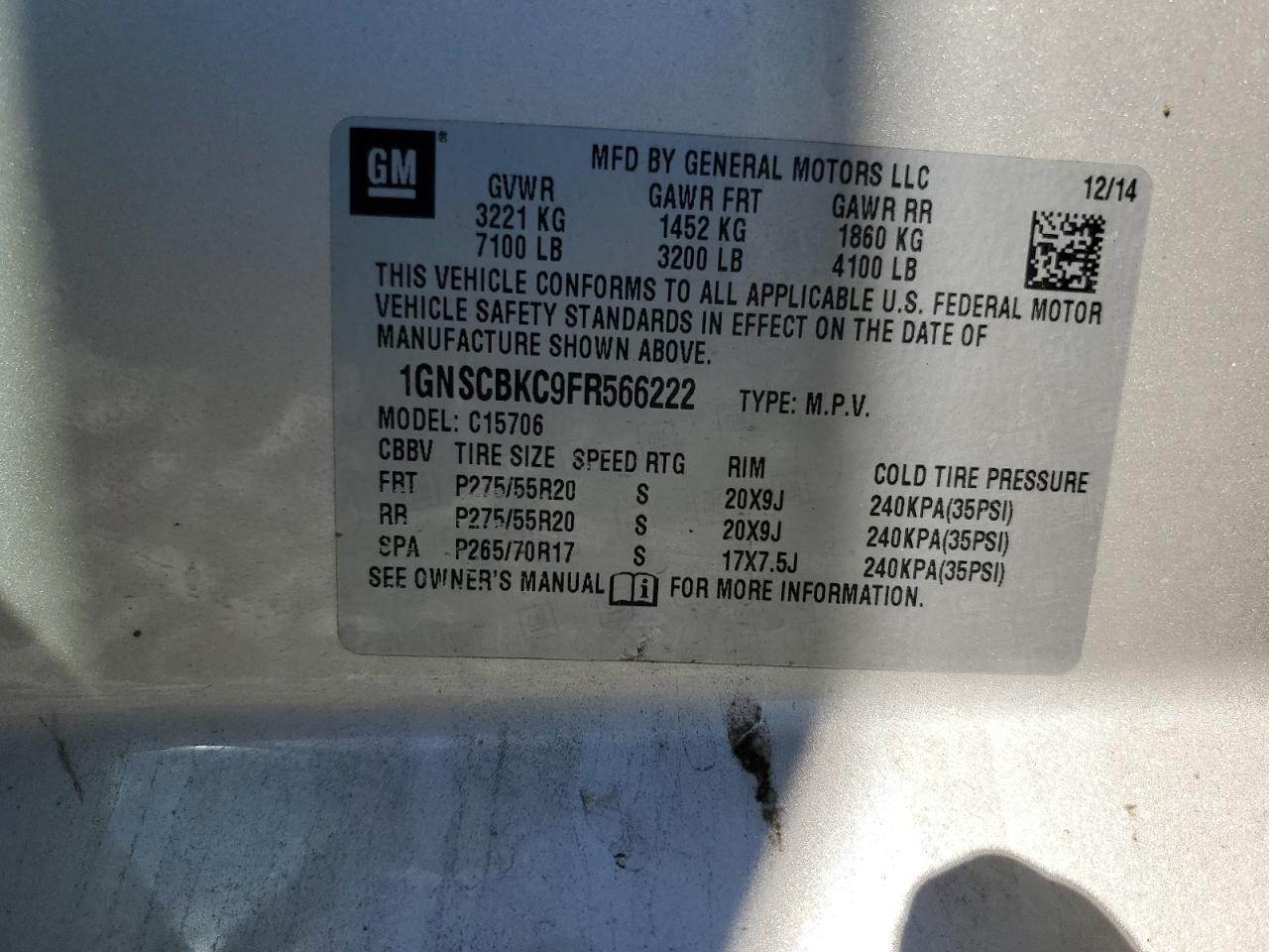2015 CHEVROLET Tahoe