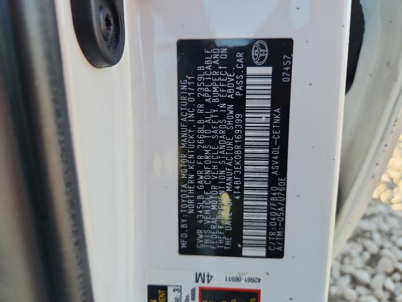 2011 TOYOTA CAMRY