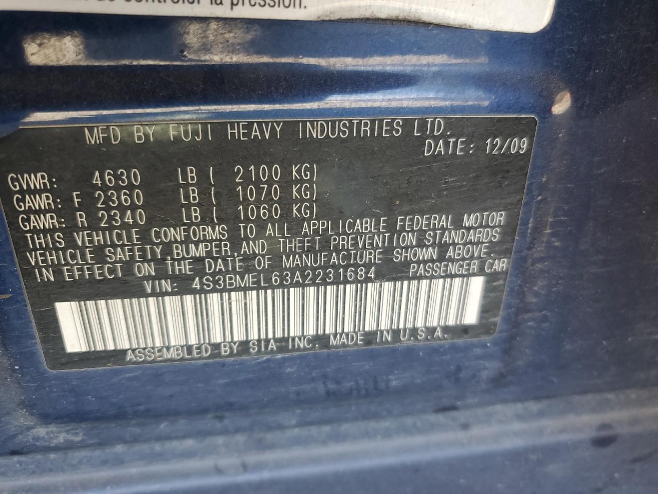 2010 SUBARU Legacy