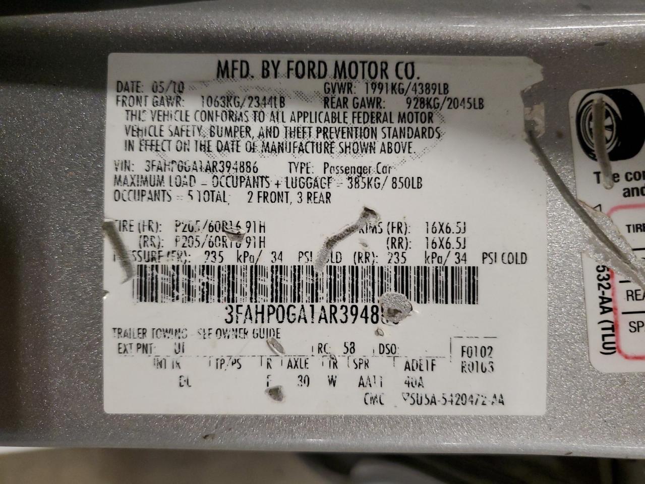 2010 FORD FUSION