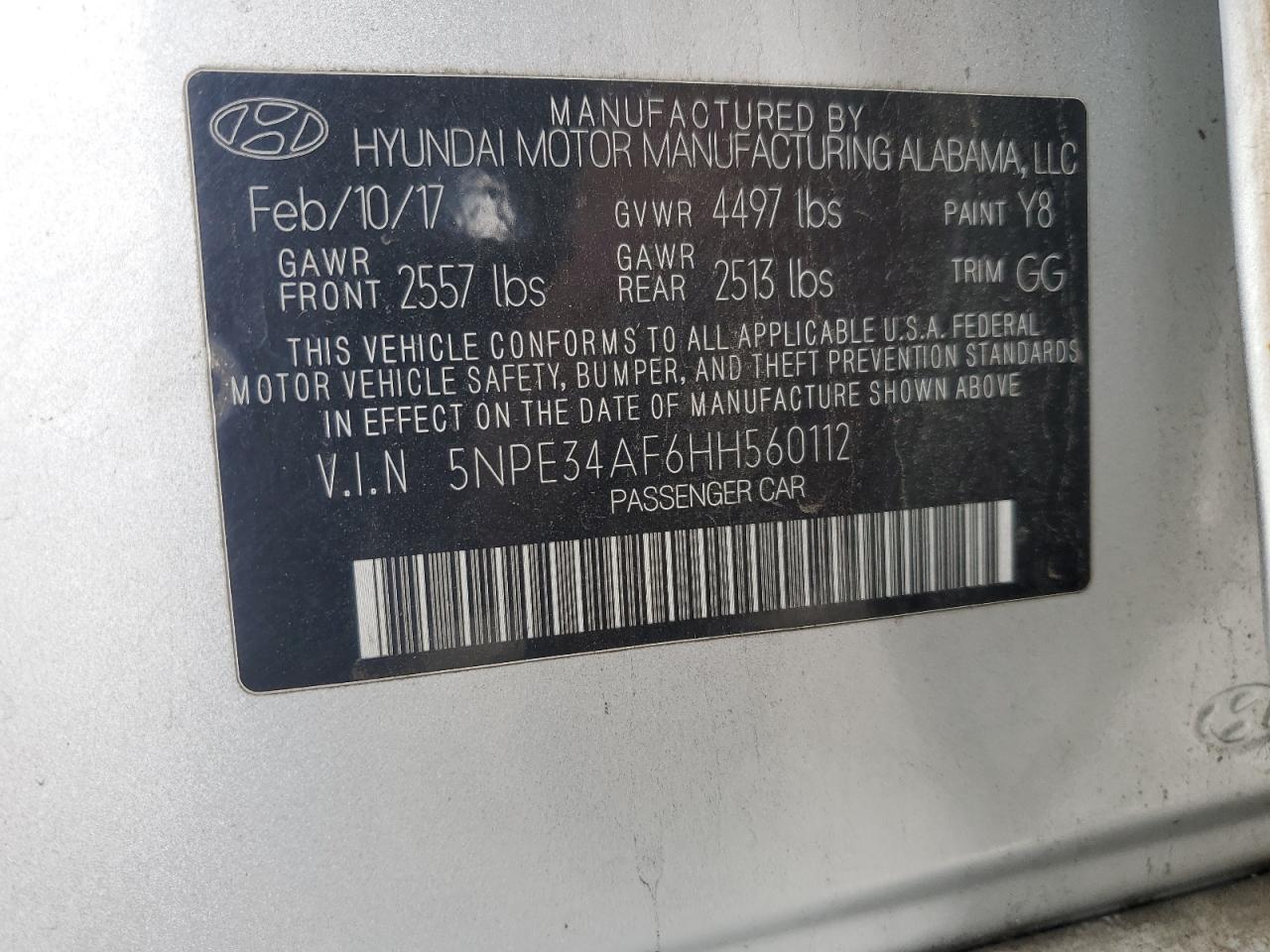 2017 HYUNDAI SONATA