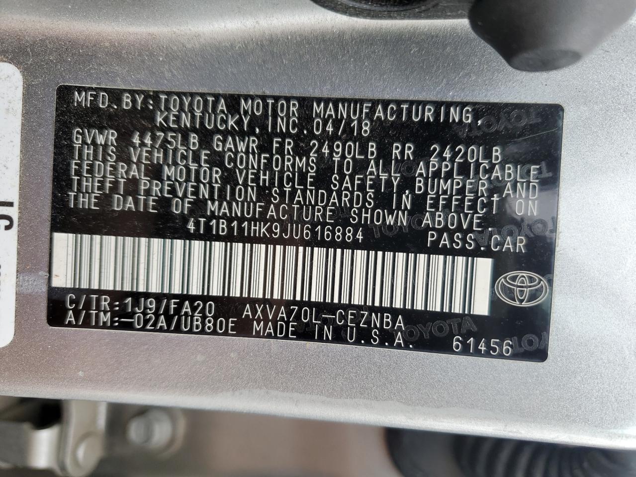 2018 TOYOTA CAMRY