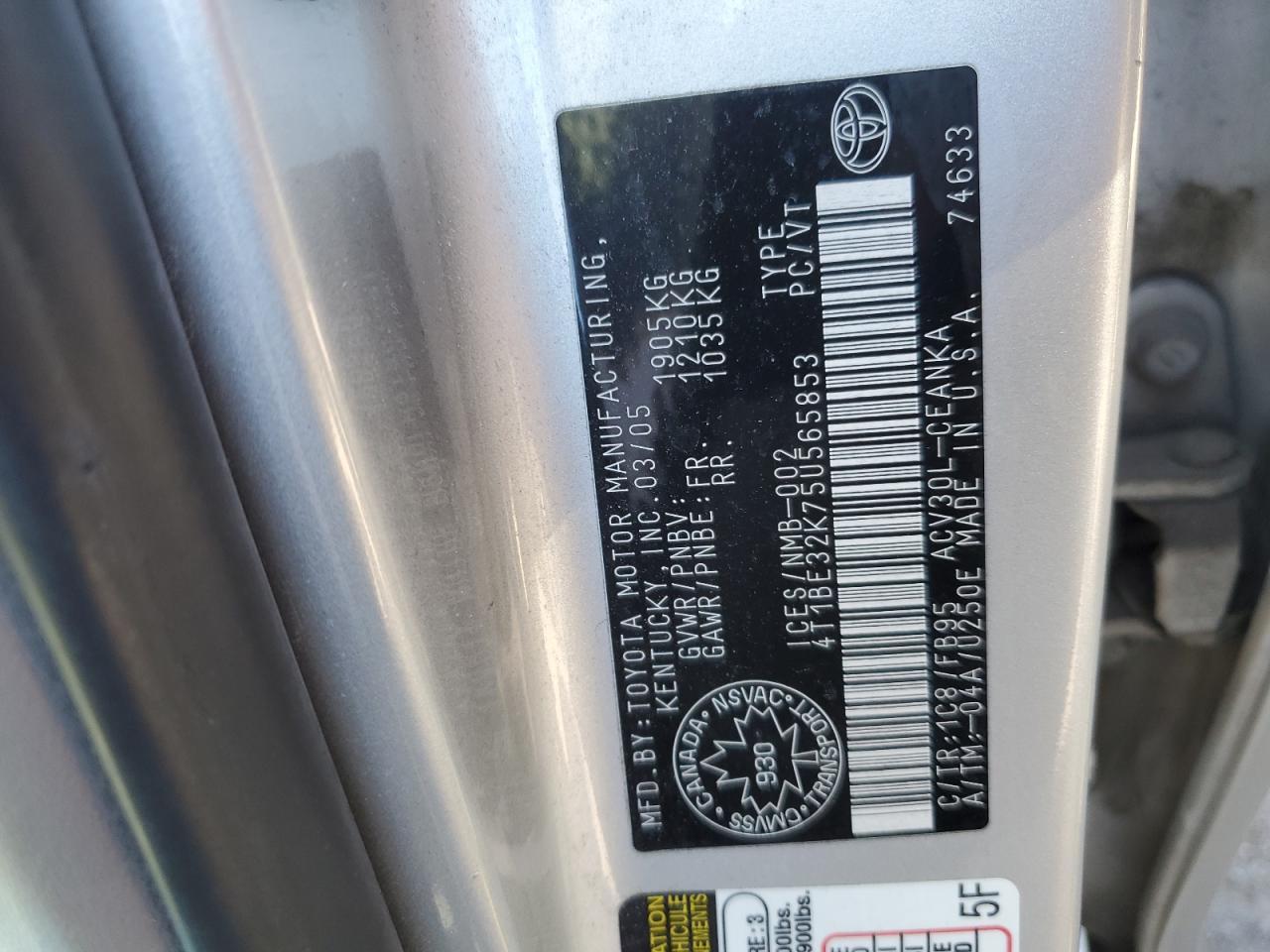 2005 TOYOTA CAMRY