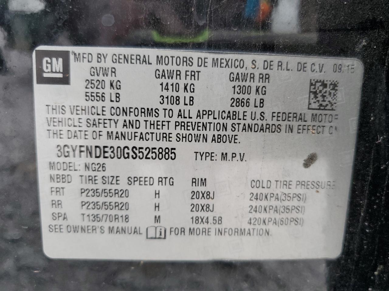 2016 CADILLAC SRX