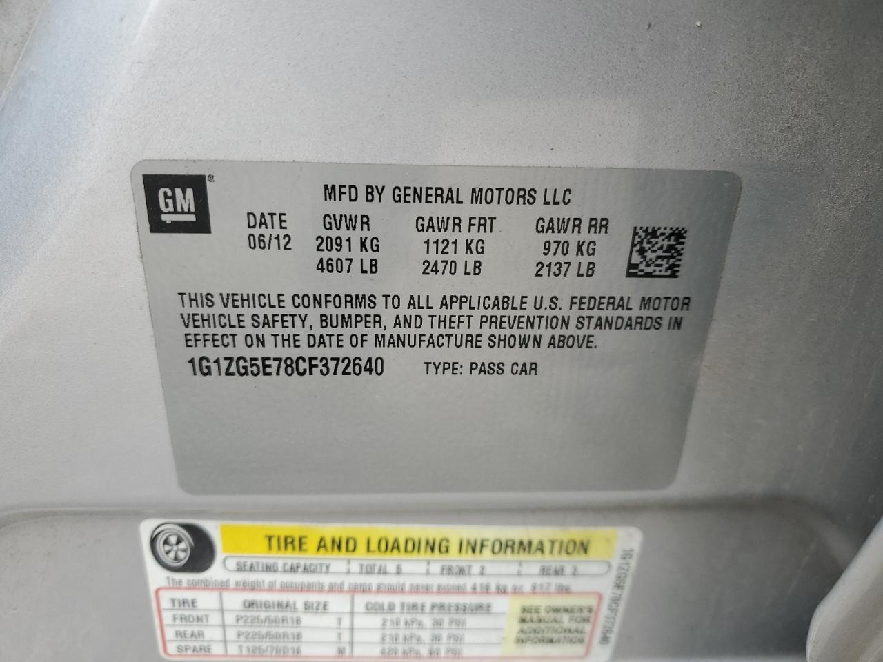 2012 CHEVROLET MALIBU