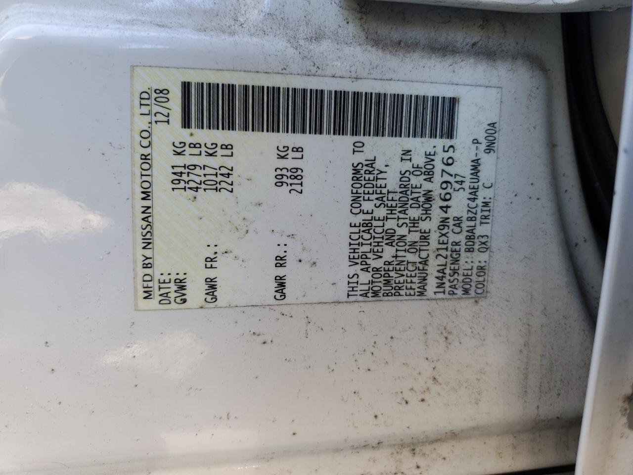 2009 NISSAN ALTIMA