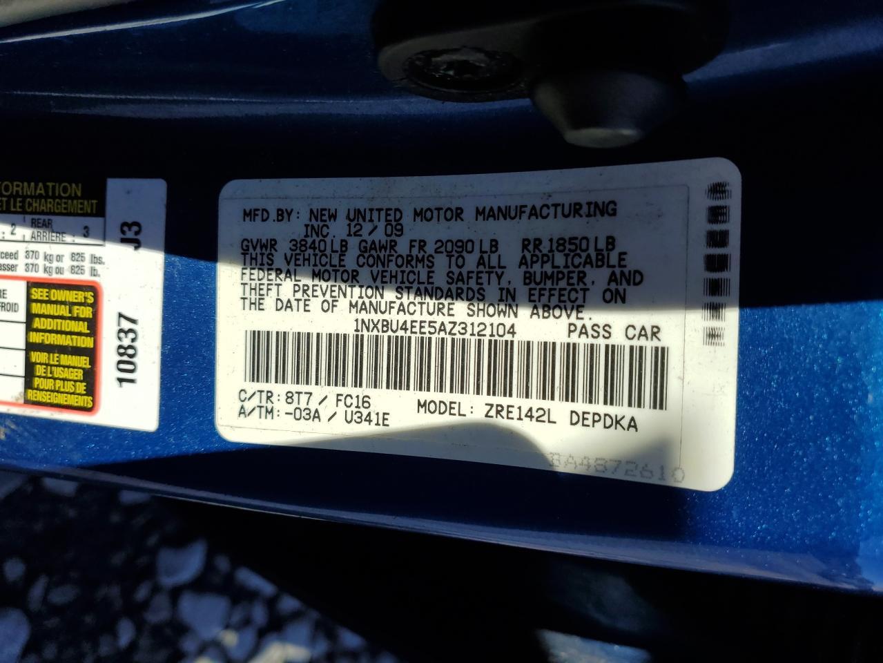 2010 TOYOTA COROLLA