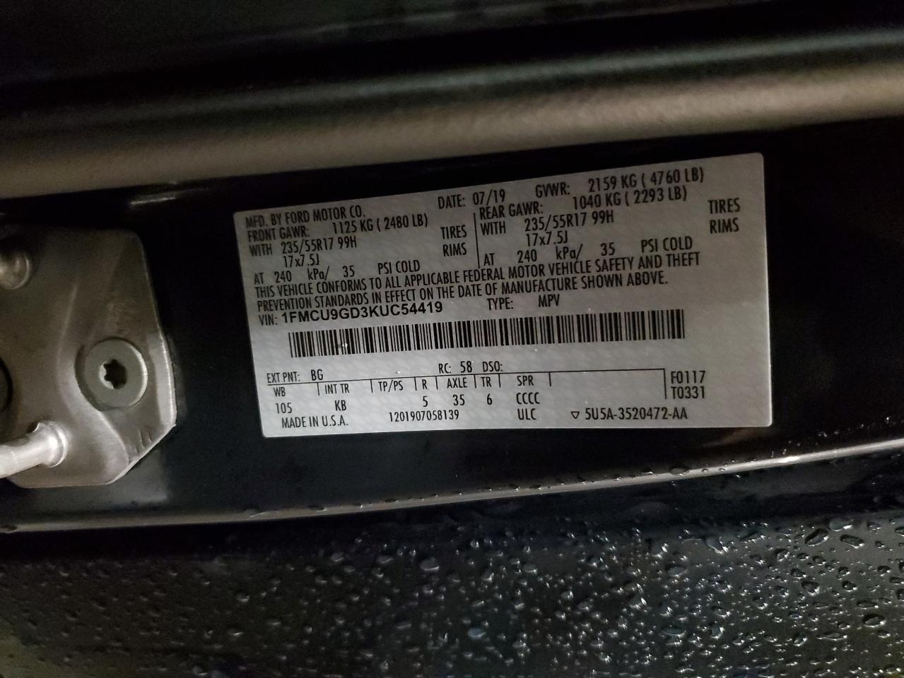2019 FORD ESCAPE