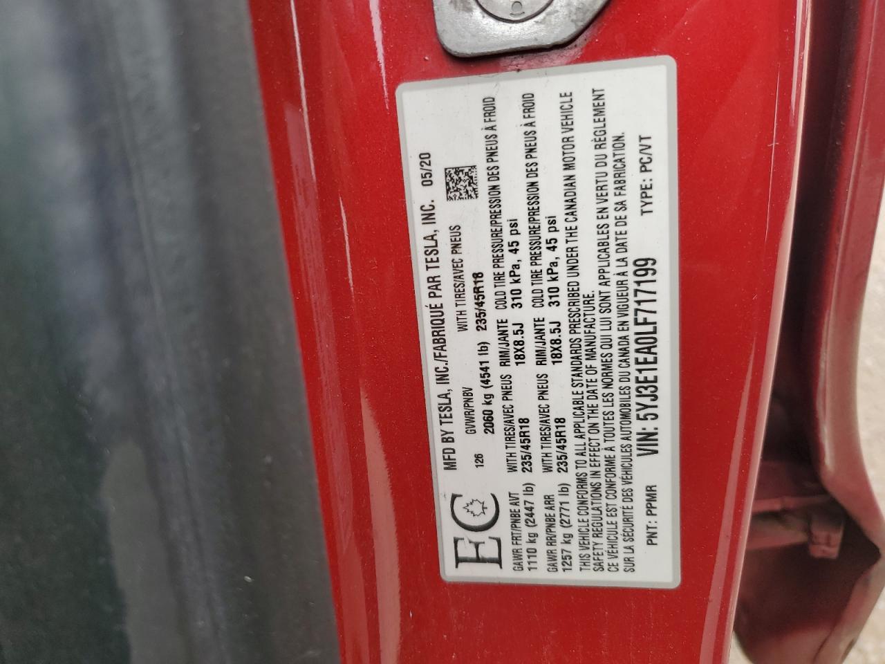 2020 TESLA MODEL 3