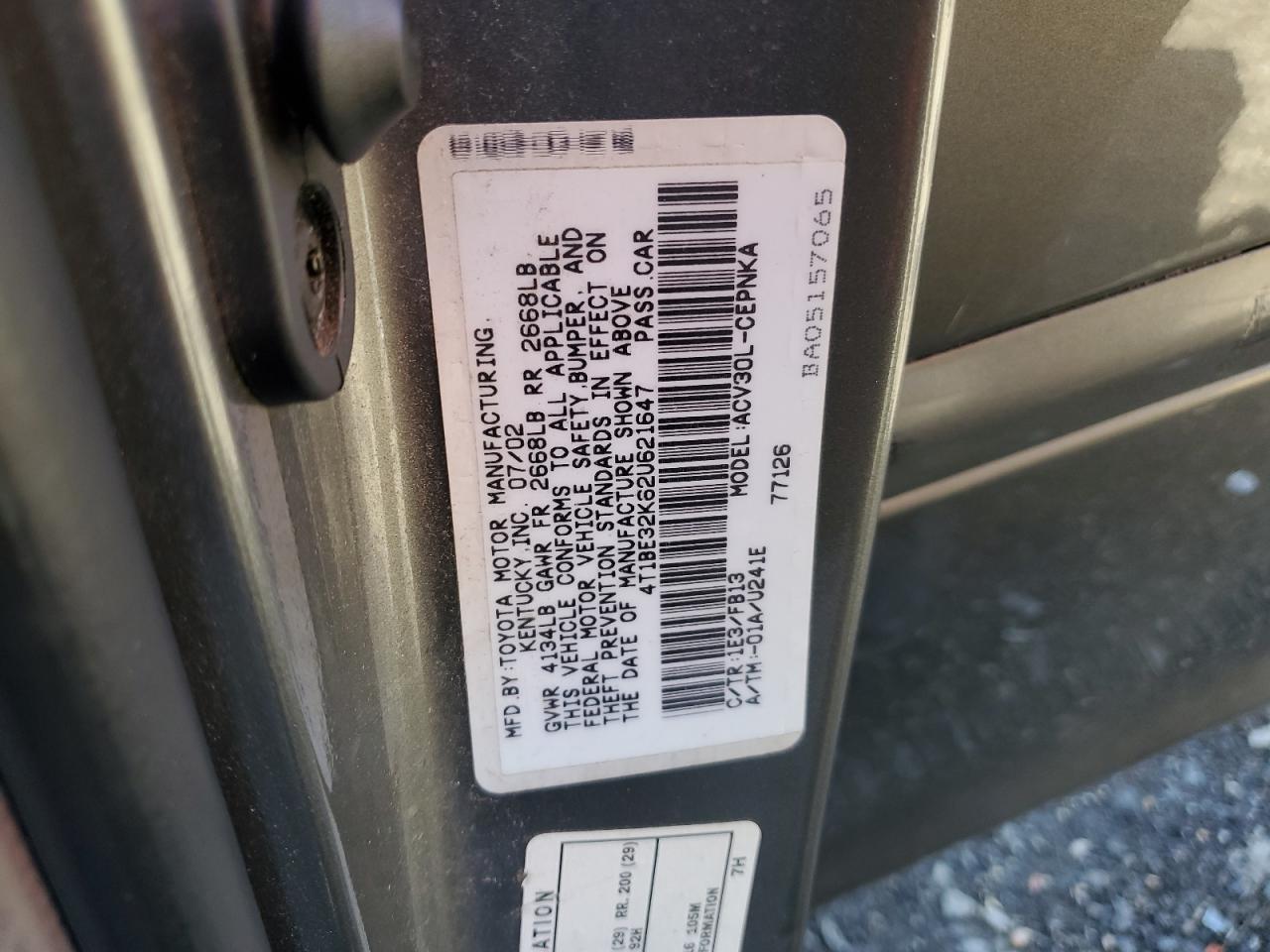 2002 TOYOTA CAMRY