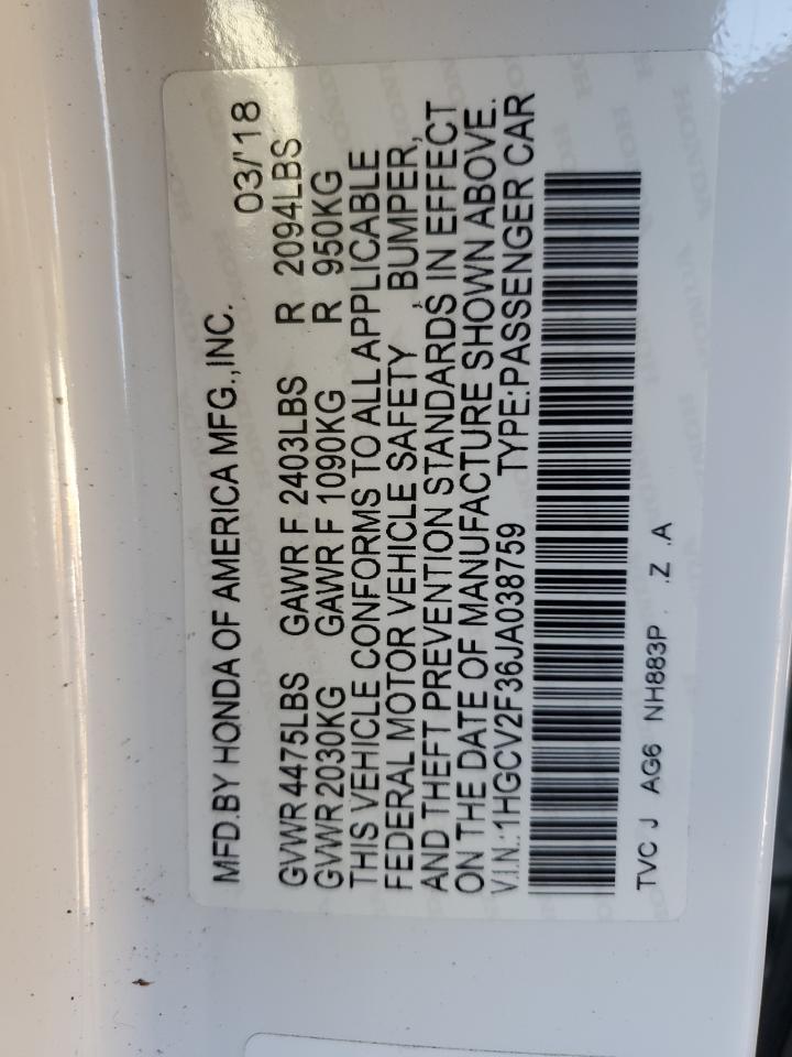 2018 HONDA ACCORD