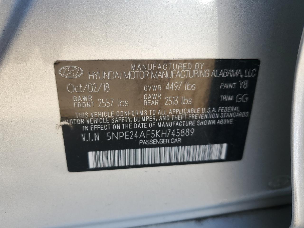 2019 HYUNDAI SONATA