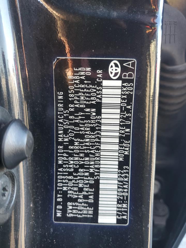 2015 TOYOTA COROLLA