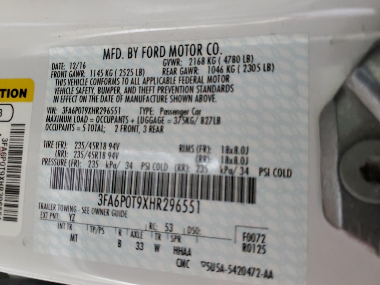 2017 FORD FUSION