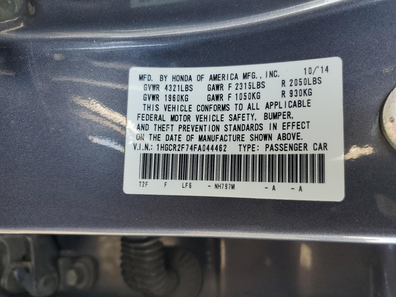 2015 HONDA ACCORD