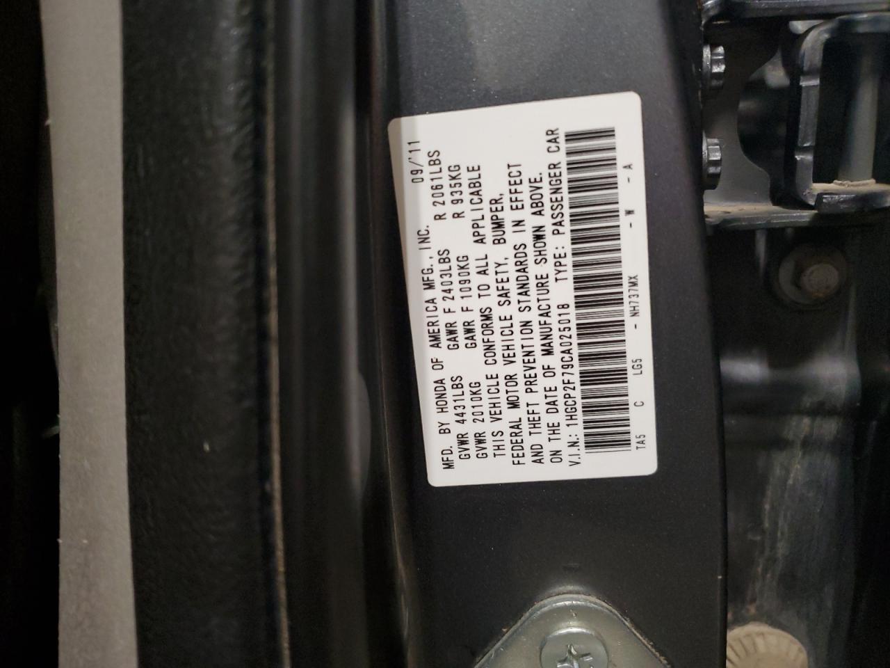 2012 HONDA ACCORD