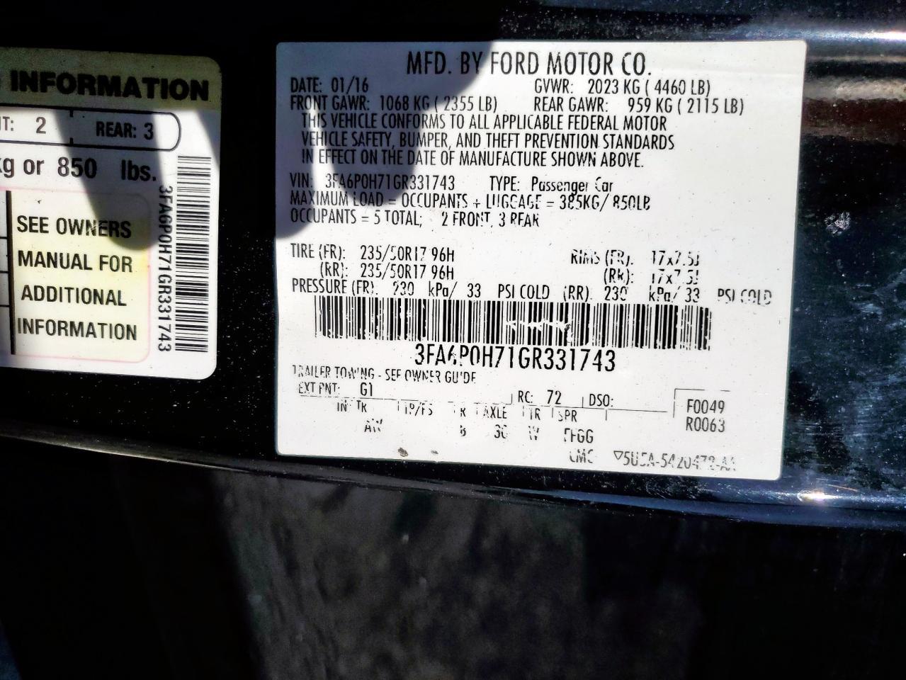 2016 FORD FUSION