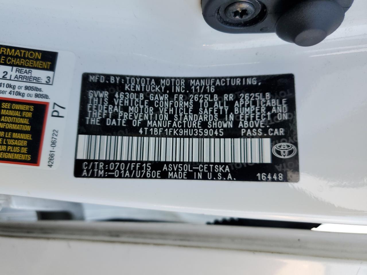 2017 TOYOTA CAMRY