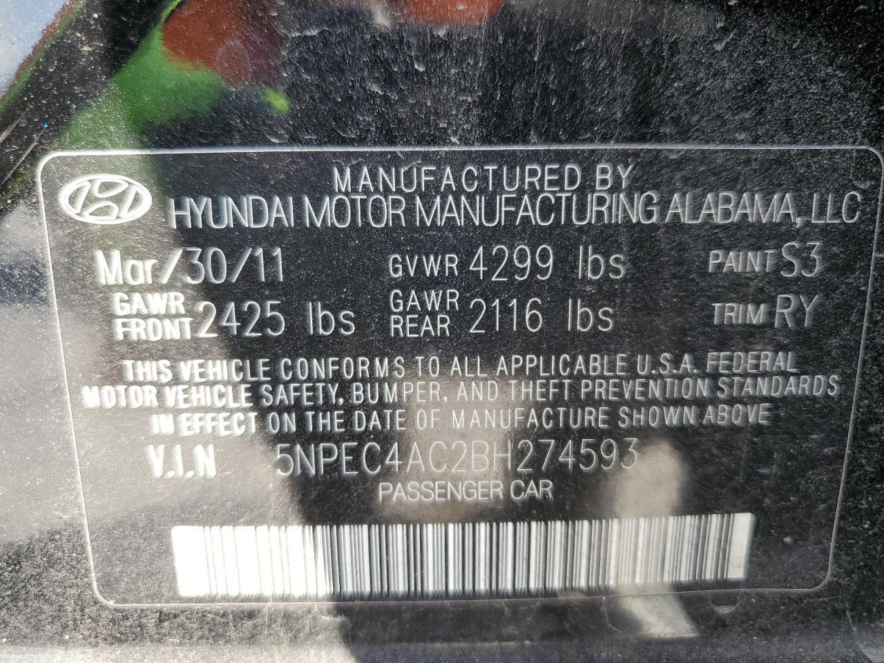2011 HYUNDAI SONATA