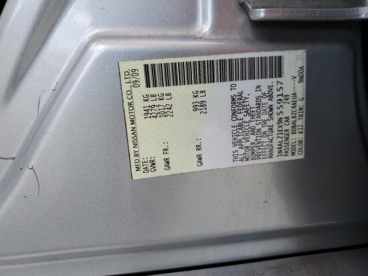 2009 NISSAN ALTIMA