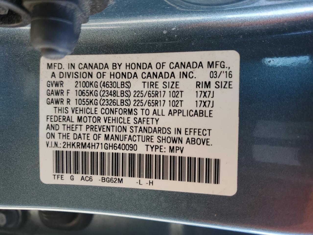 2016 HONDA CR-V