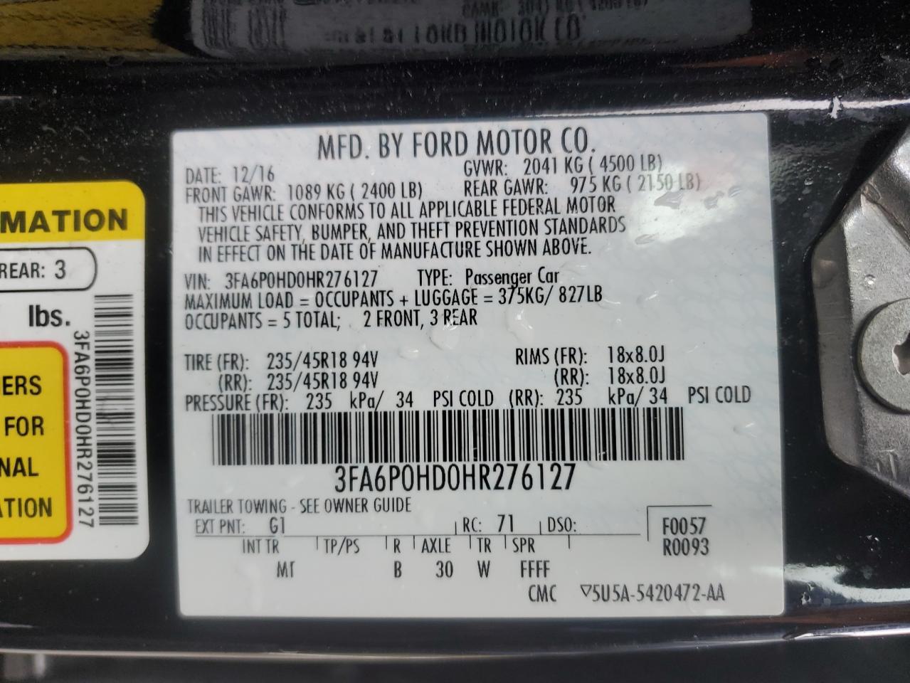 2017 FORD FUSION