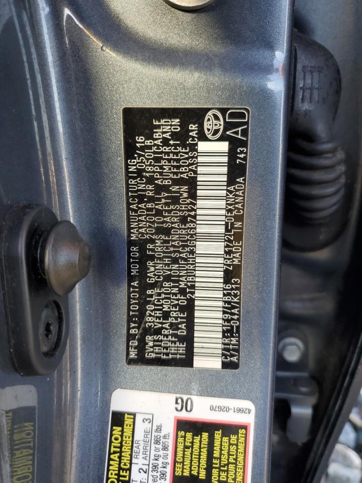 2016 TOYOTA COROLLA