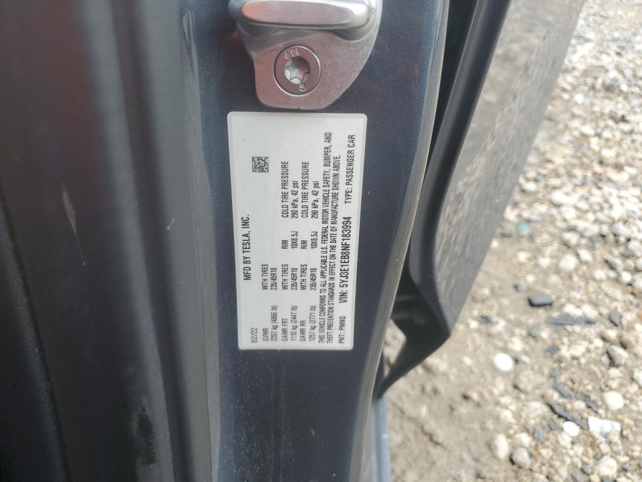 2022 TESLA MODEL 3