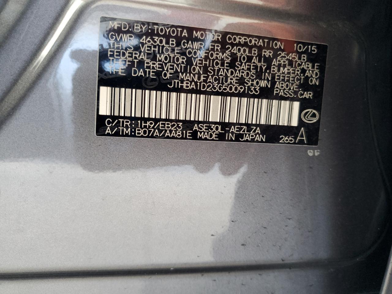 2016 LEXUS IS 200t
