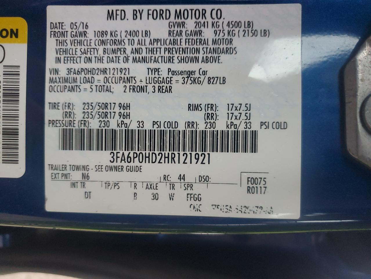 2017 FORD FUSION