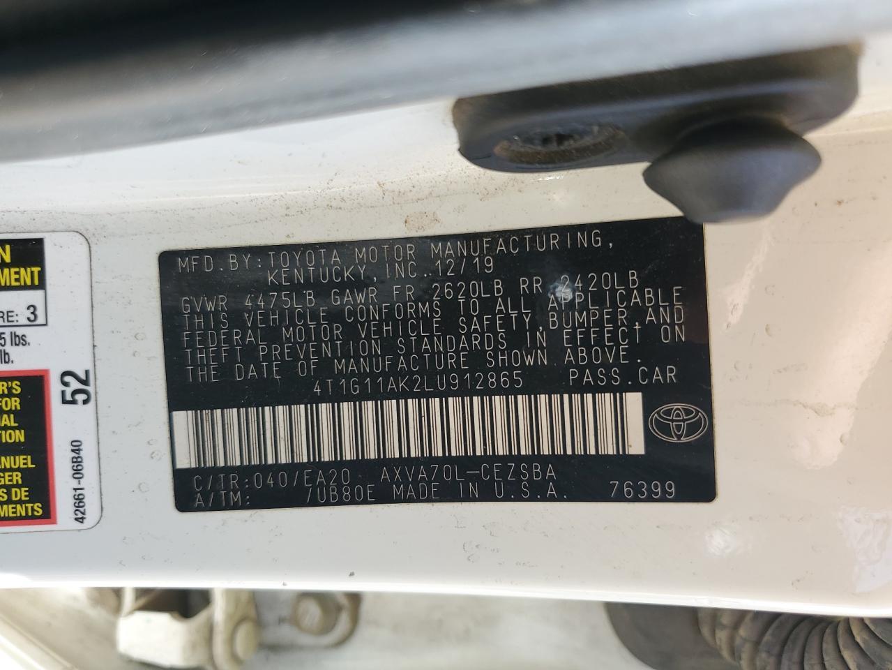 2020 TOYOTA CAMRY