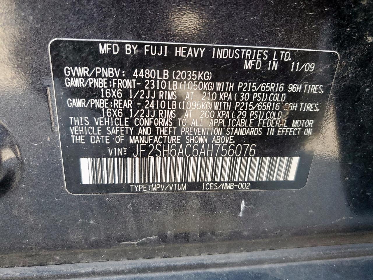 2010 SUBARU FORESTER