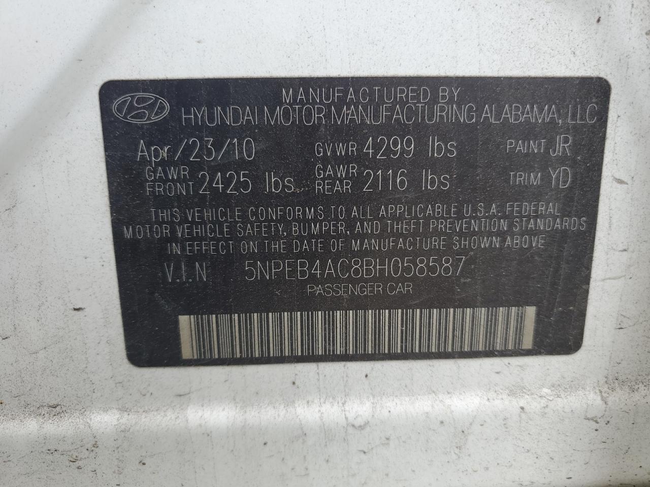 2011 HYUNDAI SONATA