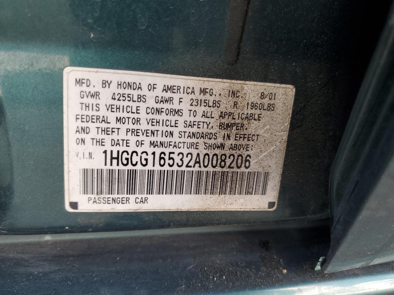 2002 HONDA ACCORD