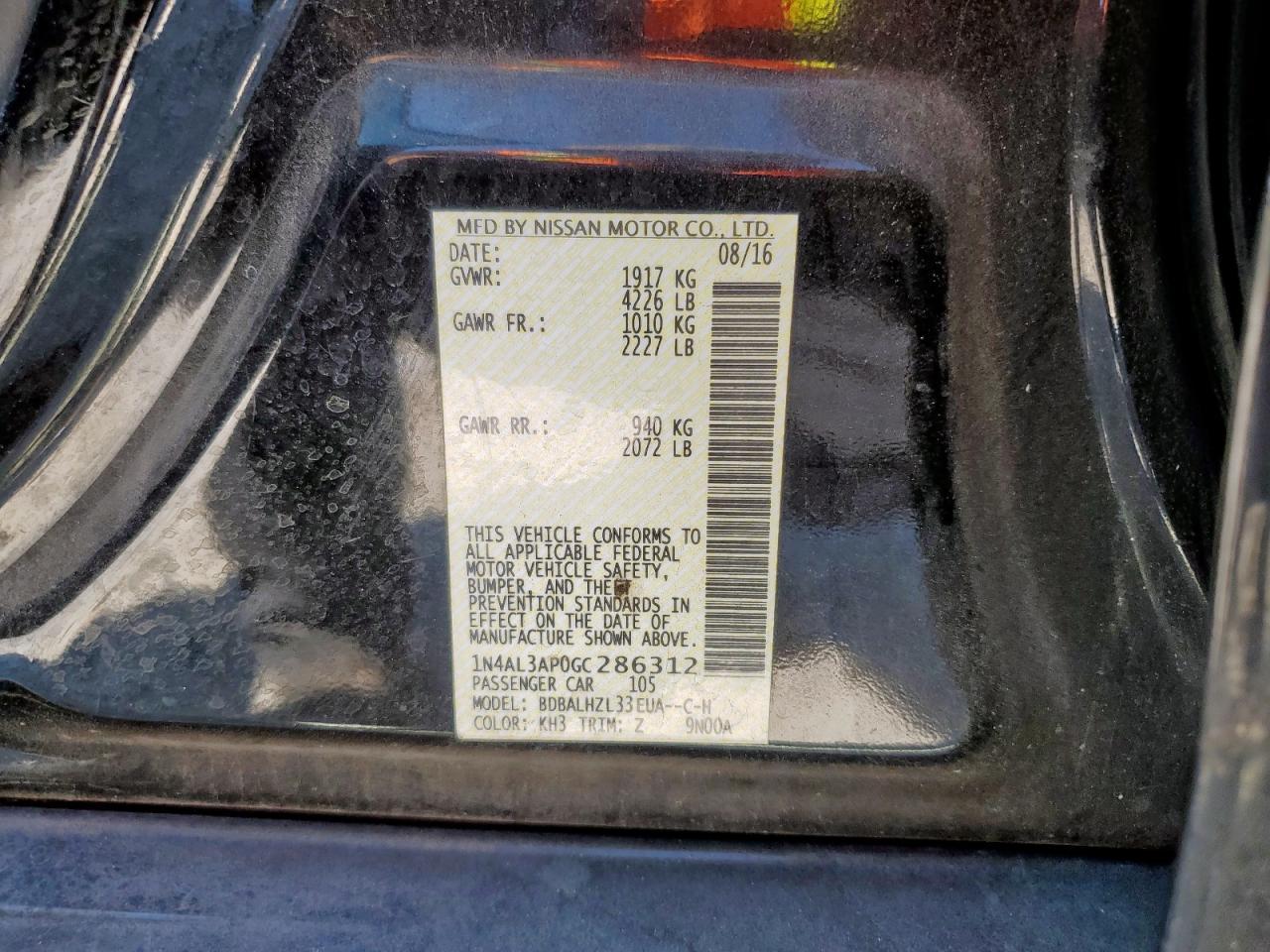 2016 NISSAN ALTIMA