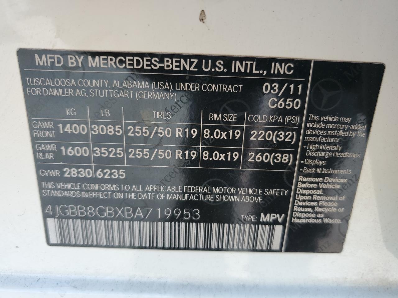 2011 MERCEDES-BENZ ML-Class