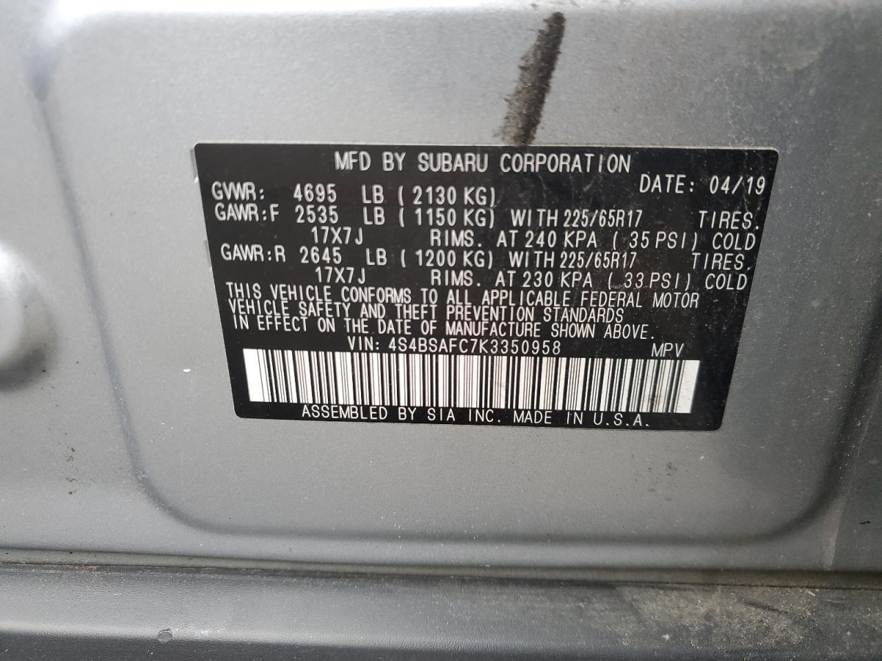 2019 SUBARU Outback