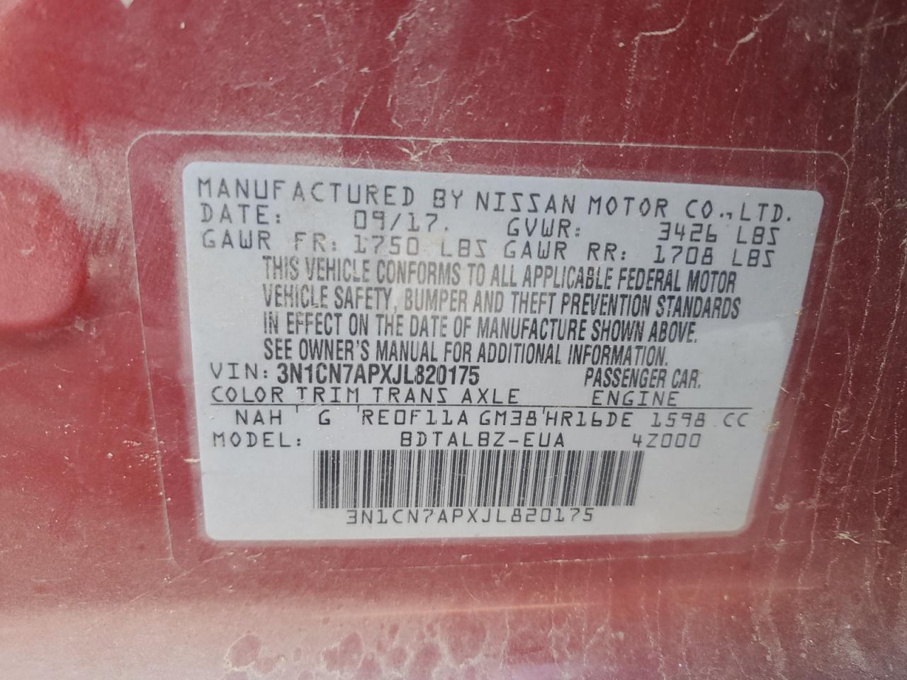 2018 NISSAN VERSA
