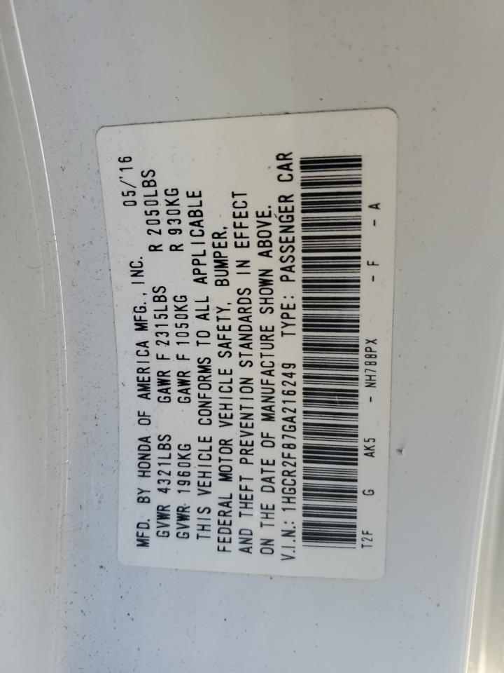 2016 HONDA ACCORD