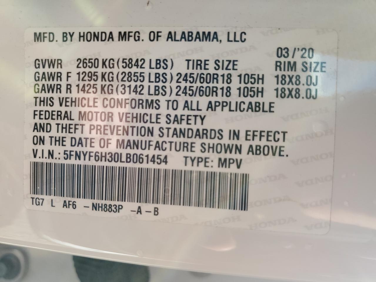 2020 HONDA PILOT
