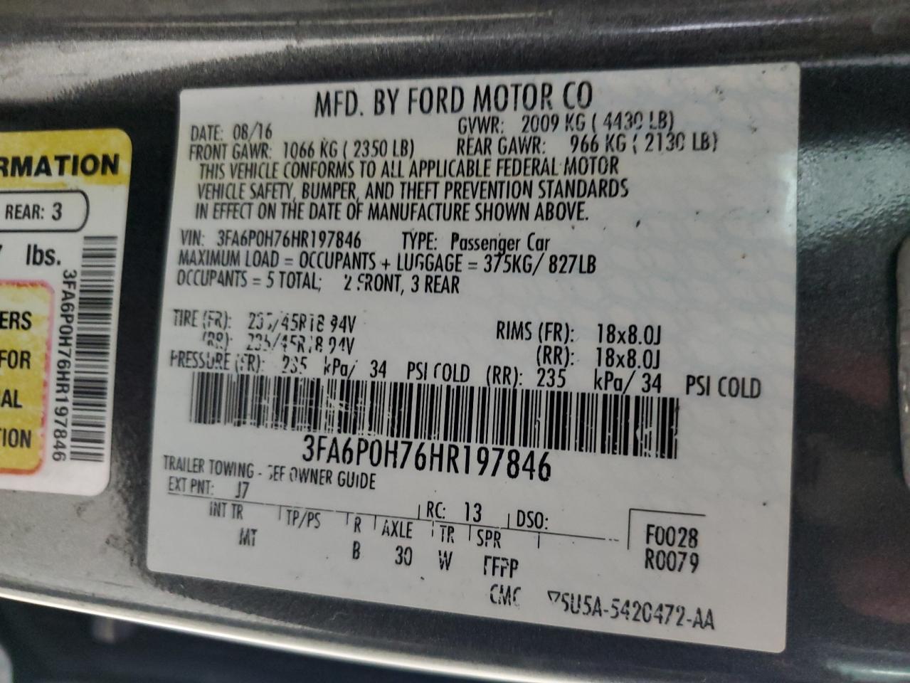 2017 FORD FUSION