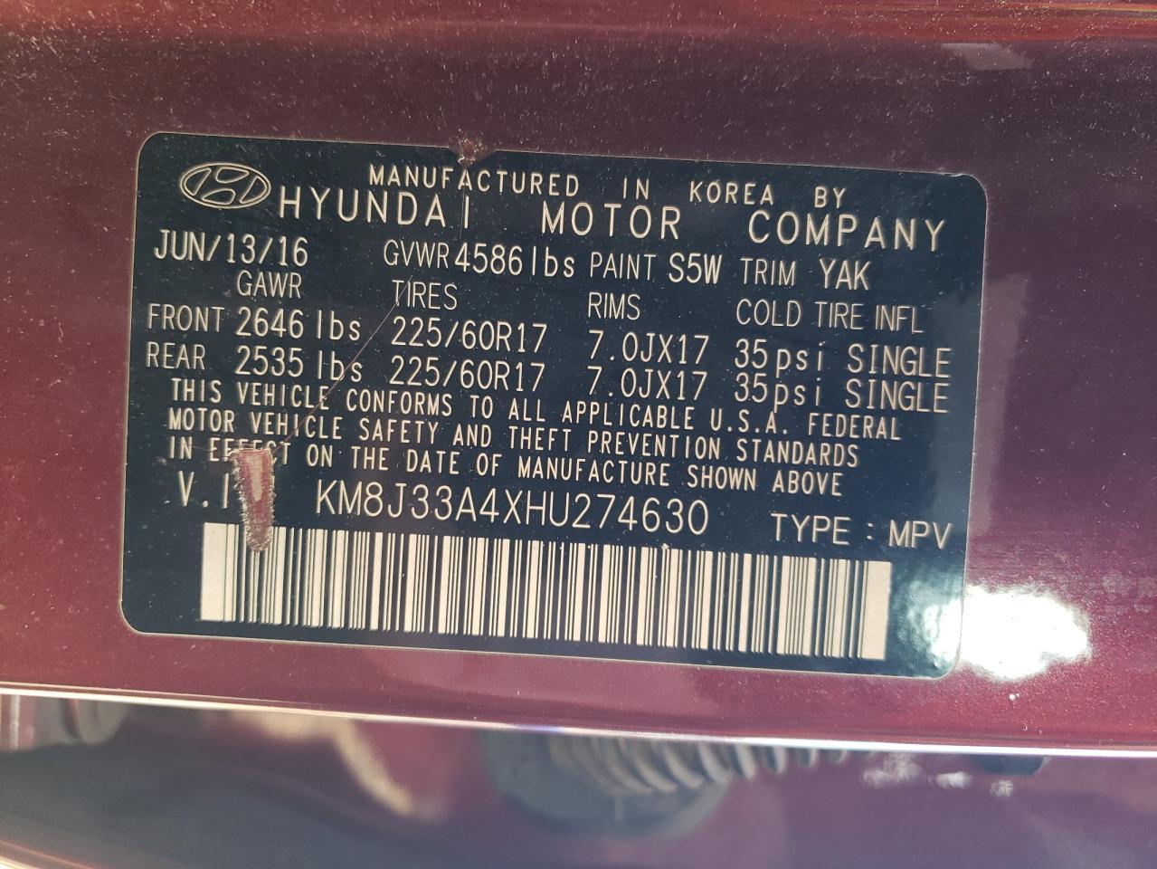 2017 HYUNDAI TUCSON