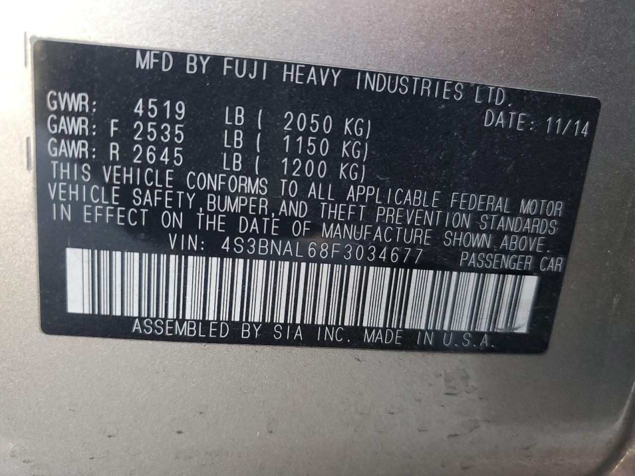 2015 SUBARU Legacy