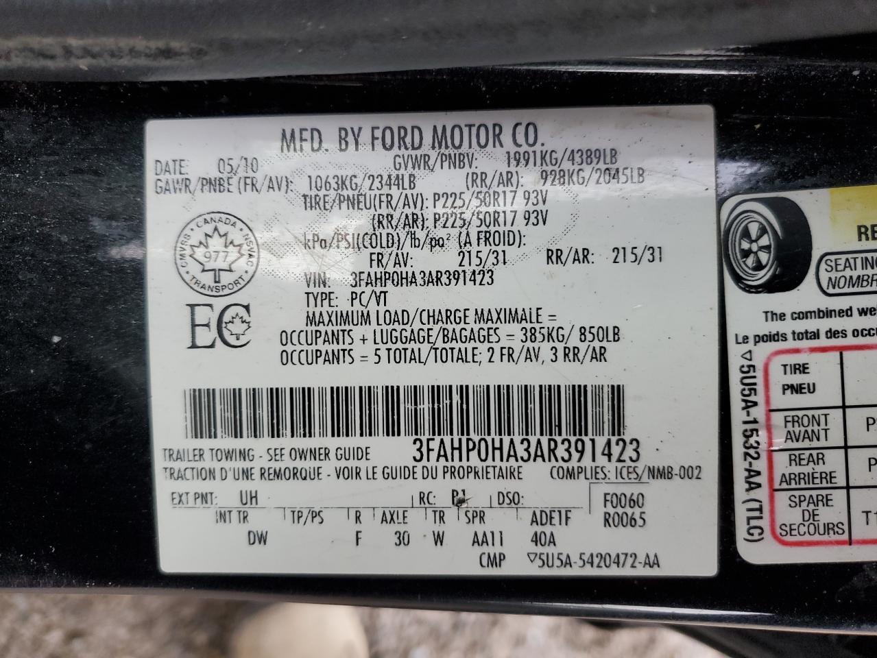 2010 FORD FUSION